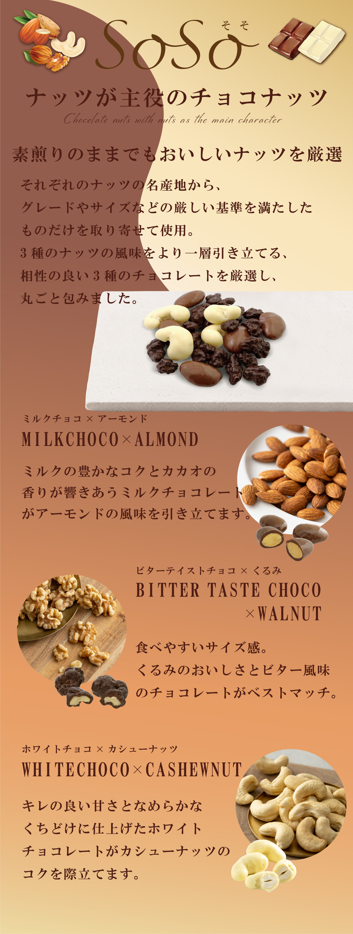 SoSoナッツが主役のチョコナッツ