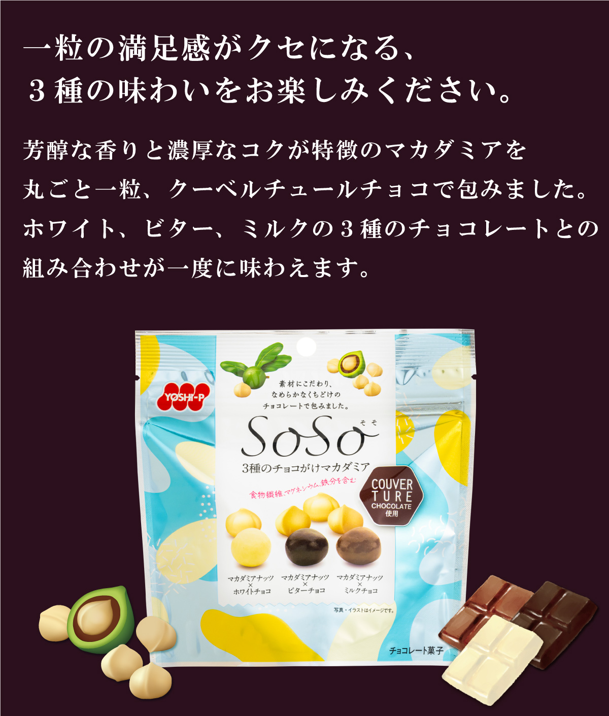 SoSo3種のチョコがけマカダミア