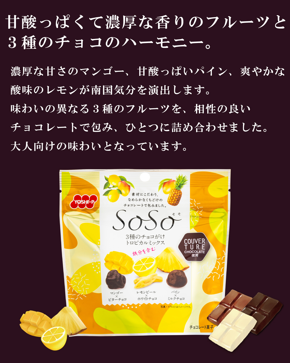 3種のチョコがけトロピカルミックス