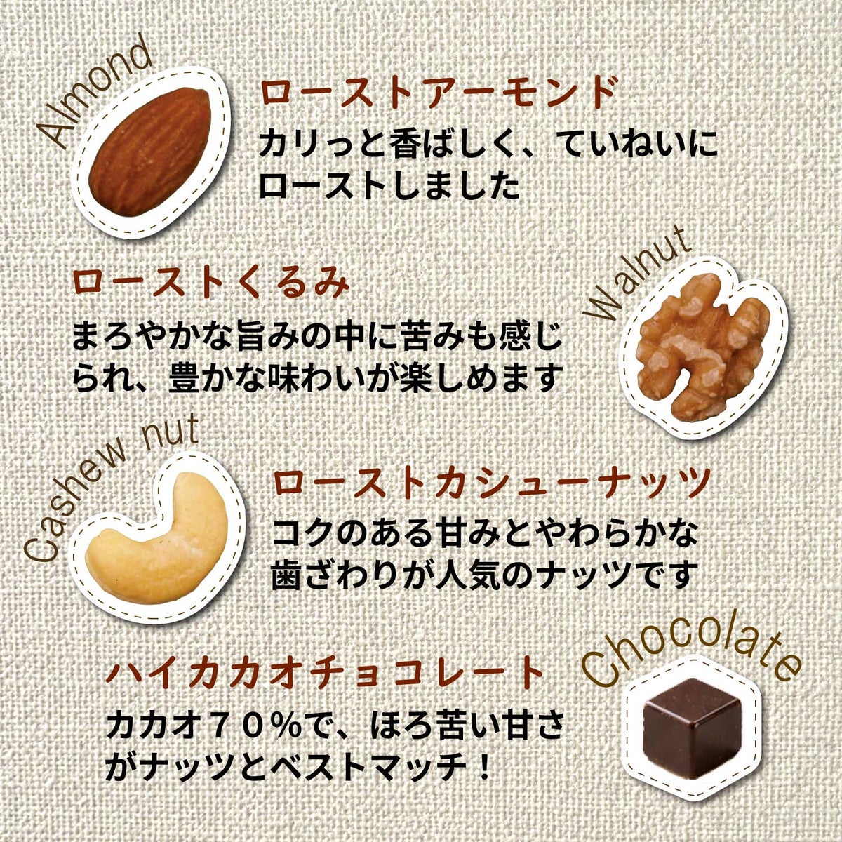 素煎りミックスナッツ ハイカカオチョコ入り7袋 126g×10個